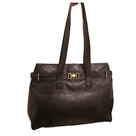 Bolso tote Christian Dior de cuero granulado negro