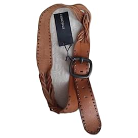 Cintura Ermanno Scervino in pelle intrecciata marrone chiaro