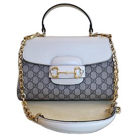 Gucci Horsebit 1950 Schultertasche Weiß GG Monogramm Canvas
