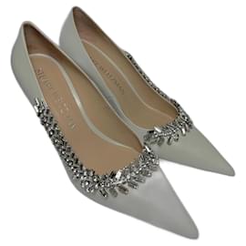 Décolleté Stuart Weitzman Promise 85 con Punta Decorata in Pelle Bianca