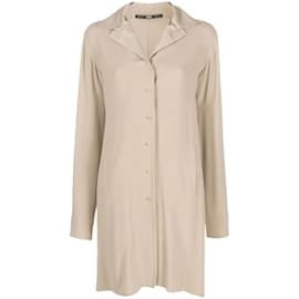Gianfranco Ferré Camisa larga de seda beige
