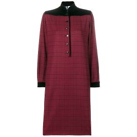 Emanuel Ungaro Burgunderrot kariertes Wollkleid von Ungaro