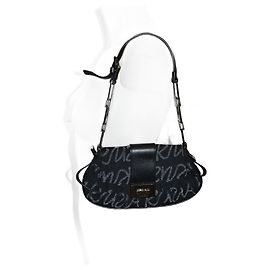 Bolsa Krizia Preta Prateada Cinza de Tecido