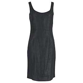 Maßgeschneidertes ärmelloses Etuikleid von Dolce & Gabbana aus schwarzem Polyester
