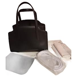 Borsa a mano Loro Piana Sesia in pelle di vitello satinata nera