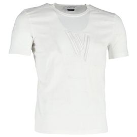 T-shirt girocollo con logo Versace in cotone bianco