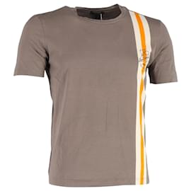 T-shirt Louis Vuitton con dettagli a righe in cotone marrone