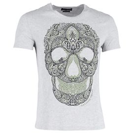 Alexander McQueen Skull Graphic T-Shirt in Grey Cotton
