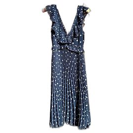 Vestido midi SéZane Rachelle azul marino con lunares