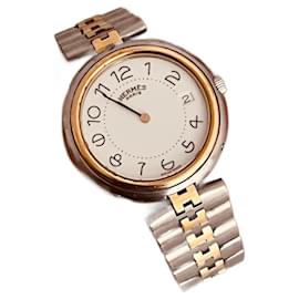 Hermès Profile GM Uhr Stahl und vergoldet weiß