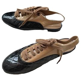 Chanel Ballerine in Vernice Beige Marrone Nero