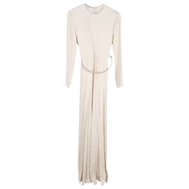 Stella Mc Cartney Stella McCartney Mono de manga larga con cinturón en seda color crema