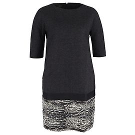 Giambattista Valli Kleid mit Animal-Print-Saum aus grauem Polyester