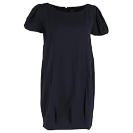 Alexander McQueen Puff Sleeve Dress w/ Pockets in Navy Blue Polyester - Alexander Mcqueen