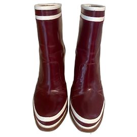 Botines Diane Von Furstenberg de piel burdeos y blanco