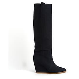 Botas de tacón de cuña de mezclilla azul marino UE39 - Chanel