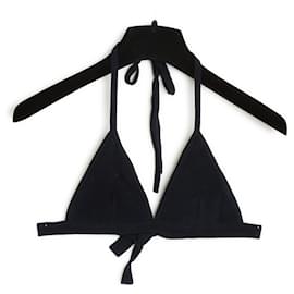 1995s Chanel Top Mini bralette de lana y seda azul marino