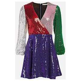 Alice + Olivia Pailletten Minikleid Colorblock