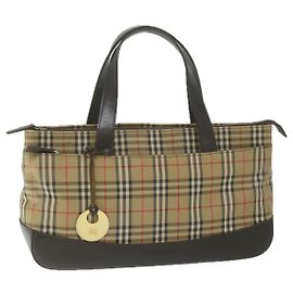 BURBERRY Borsa a Mano Nova Check Tela Beige Auth 61346