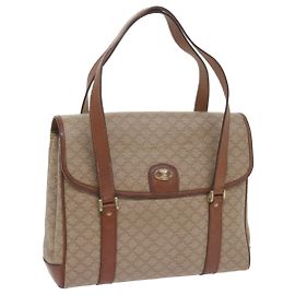 Céline CELINE Macadam Canvas Schultertasche Beige Auth 60074