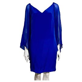 Marchesa Königsblaues Seidenkleid von Machesa Notte mit Zauberärmeln