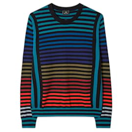 Paul Smith Gestreifter Colour-Block-Pullover aus Wollmischung Mehrfarbig