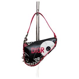 Borsa Christian Dior Saddle Nera e Rossa in Pelle