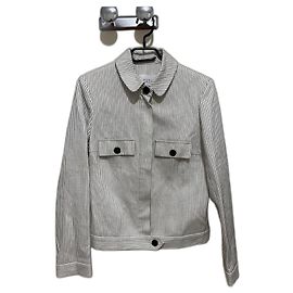 Chaqueta Claudie Pierlot blanca con rayas negras en lino