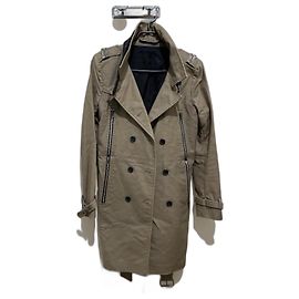 The Kooples Trenchcoat Beige Khaki Baumwolle