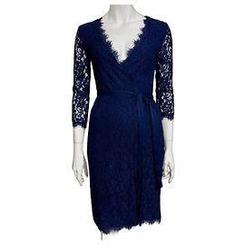 Diane Von Furstenberg Abito a portafoglio DvF Juliana in pizzo blu notte