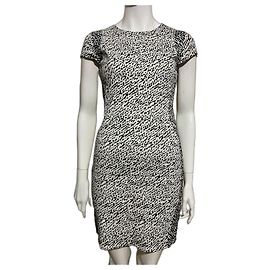 Diane Von Furstenberg Vestido blanco y negro con estampado de serpiente ondulado de DvF Pele