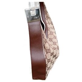 Borsa hobo Gucci Monogram GG piccola chiusura marrone