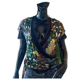 Christian Lacroix Top Cruzado de Viscosa con Bordado Floral