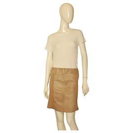 Minifalda Armani Jeans de cuero y algodón beige