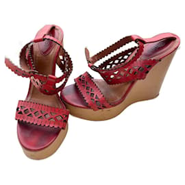 Sandali con tacco Chloé in pelle corallo