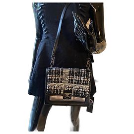 Borsa a tracolla Karl Lagerfeld in pelle nera e tweed