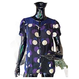 Marc by Marc Jacobs Blusa de seda con botones Negro Beige Morado