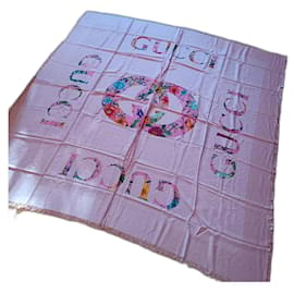 Sciarpa Gucci Rosa Monogramma Floreale in Cashmere e Modal
