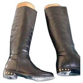 Botas de equitação Lanvin em couro preto