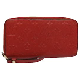 LOUIS VUITTON Monogram Empreinte Zippy Geldbörse Rot M63691 LV Auth bs10719