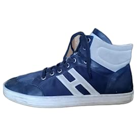 Sneakers Alte Hogan Blu Scuro Pelle d'Agnello