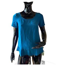 Top de seda azul pato Gerard Darel