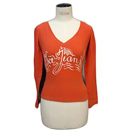 Jersey Iceberg con cuello de pico de algodón naranja