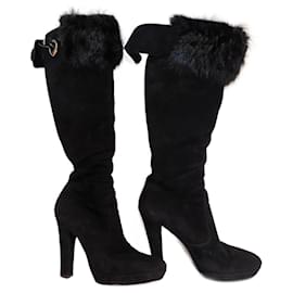 Botas Gucci de ante negro con decoración de piel