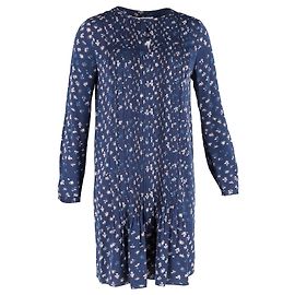 Abito a maniche lunghe plissettato stampato Diane Von Furstenberg in seta blu navy