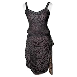 Chanel Rock Anzug Spitze Schwarz Monogramm Baumwolle