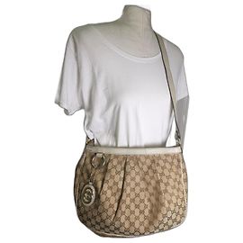 Borsa a tracolla Gucci Monogramma Beige in Tela