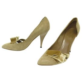SCARPE GUCCI DECOLLETE' APERTE LATERALI CON NASTRO 146740 38.5 IT 39.5 IN VELLUTO