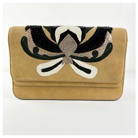 Autre Marque Borsa Maison RAVN Big Baby Rosemaling in Camoscio Beige