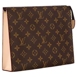 Pochette da toilette Louis Vuitton Monogram tela e pelle marrone